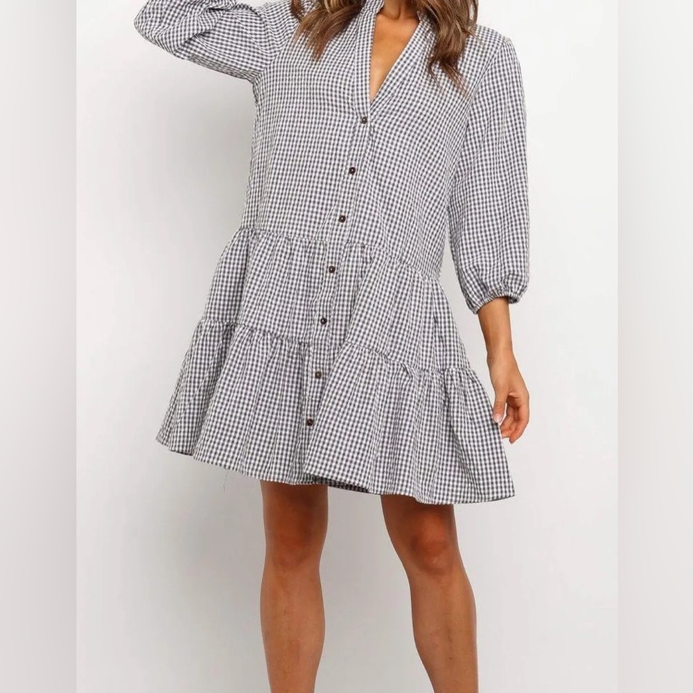 Petal & Pup Classic Gingham Button-Down Dress Size M/L - Picture 4 of 9